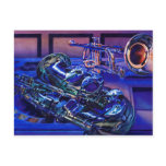 "Jazz In Blues" Musical Instruments Watercolor postcards