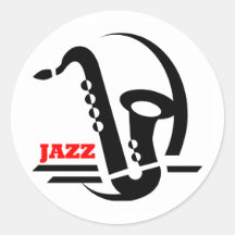 Jazz Sax Round Stickers