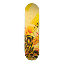 Jazzy Saxophone Beams Of Music Skate Board