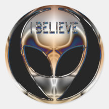 JE CROIS LA TÊTE D'ALIEN DE CHROME AUTOCOLLANTS