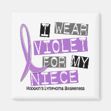 Je porte la violette pour ma lymphogranulomatose m magnets pour réfrigérateur