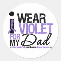 Je porte la violette pour mon papa autocollant rond