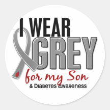 Je porte le gris pour mon diabète du fils 10 autocollants