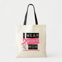 Je porte le rose pour mon cancer du sein de maman sacs en toile