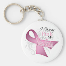 Je porte le rose pour mon cancer du sein jumeau de porte-clé