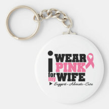 Je porte le soutien rose de ruban de mon épouse porte-clefs