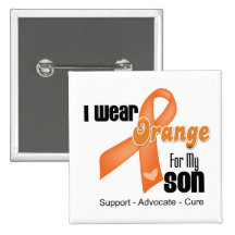 Je porte un ruban orange pour mon fils pin's avec agrafe