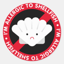 Je suis allergique aux mollusques et crustacés ! A Autocollants Ronds