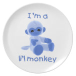 Je suis un singe de l'il (bleu) assiettes