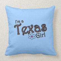 Je suis une fille du Texas, coussin décoratif bleu