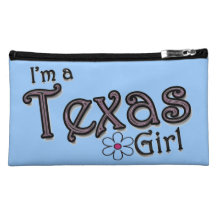 Je suis une fille du Texas, fleur, sac bleu de Bag Nécessaires À Maquillage