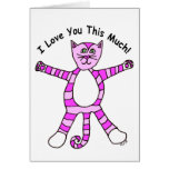 "Je t'aime cette carte beaucoup" rosâtre de chat