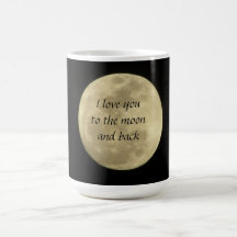 Je t'aime dans la lune et la tasse arrière