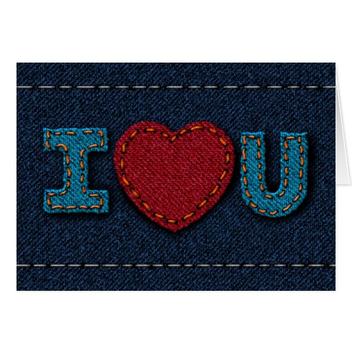 Je t'aime - denim carte de vœux