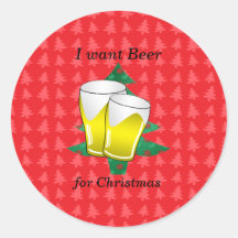 Je veux la bière pour Noël Adhésifs Ronds