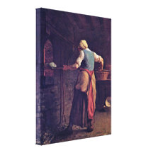 Jean-Francois Millet - Woman baking bread Canvas Prints