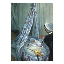 Jean Monet in His Cradle by Monet, Vintage Art Personalized Announcement