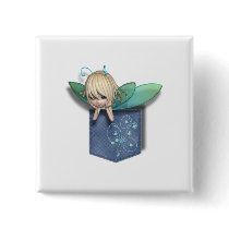 Jean Pocket Blue Green Fairy Button