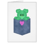 Jean Pocket Green Teddy Bear cards
