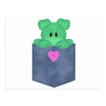 Jean Pocket Green Teddy Bear postcards