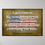 Jefferson Poster: Big Government Quote posters