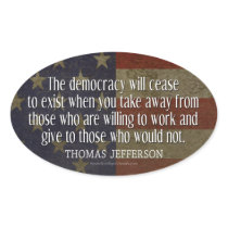Jefferson Quote on Democracy Oval Stickers