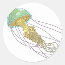 Jellyfish Round Stickers