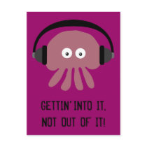 Jellyfish with headphones GETTIN' INTO IT postcard
