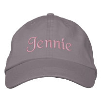 Jennie Embroidered Baseball Cap Hat Pink Grey
