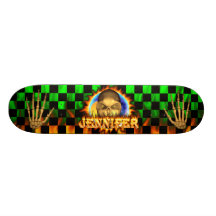 Jennifer skull real fire and flames skateboard des