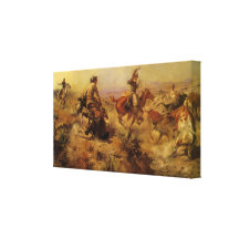 Jerked Down by CM Russell, Vintage Cowboys Canvas Print