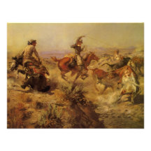 Jerked Down by CM Russell, Vintage Cowboys Custom Invites