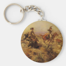Jerked Down by CM Russell, Vintage Cowboys Keychains
