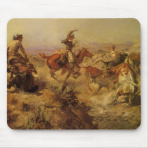 Jerked Down by CM Russell, Vintage Cowboys Mouse Pads