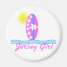 Jersey Girl baby Bodysuit Pink Surfboard W/Sun Refrigerator Magnet