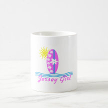 Jersey Girl baby Bodysuit Pink Surfboard W/Sun Coffee Mug