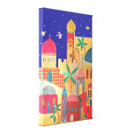 Jerusalem City Colourful Art Stretched Canvas Print
