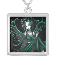 "Jesse" Green Crystal Ball Fairy Necklace