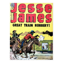 Jesse James Train Robbery Postcard