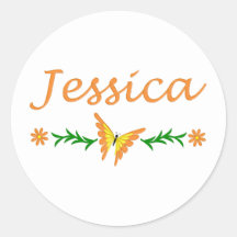 Jessica (Orange Butterfly) Sticker