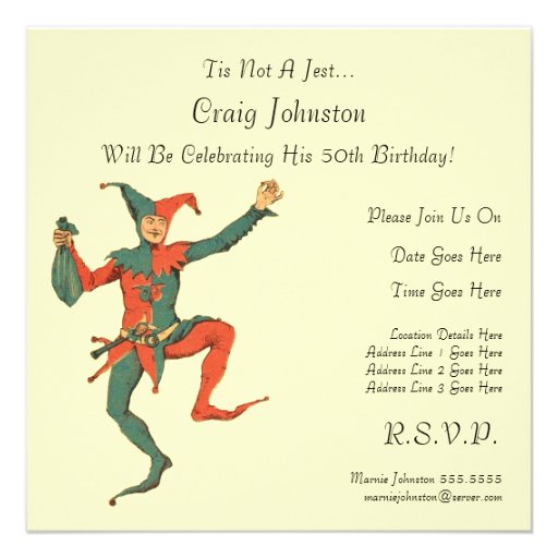 Jester Birthday Party Custom Announcement