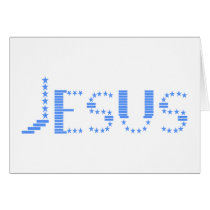 Jesus 72 Bleu Greeting Cards