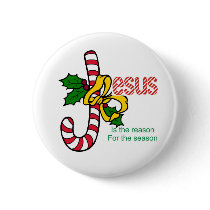 Jesus Candy Cane Button
