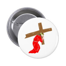 Jesus carrying cross 1 button