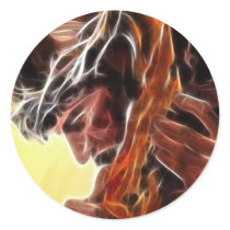 Jesus Carrying The Cross Round Stickers