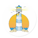 Jesus Cartoon Lighthouse Round Sticker