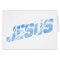 Jesus cassé bleu clair card