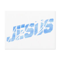 Jesus cassé bleu clair postcard