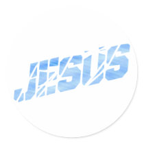 Jesus cassé bleu clair round stickers