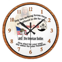 Jesus Christ & American Soldier Large Round Clock wall clocks